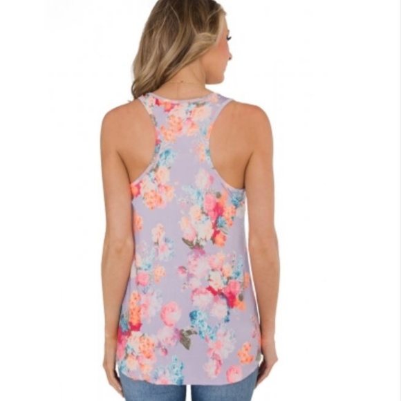 HOST PICK! LAST ONE! Floral Racerback Tank, Purple - Picture 2 of 8